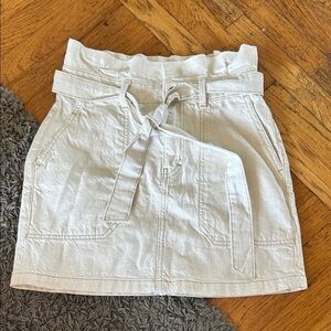 FREE PEOPLE | Splendor the Grass Belted Paper Bag Waist Skirt in Ivory Size 0